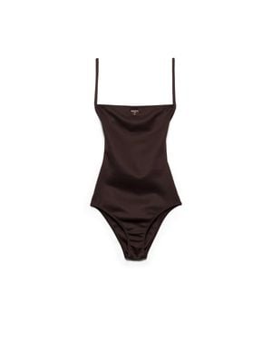 Prada Interlock Knit One-Piece Swimsuit - White