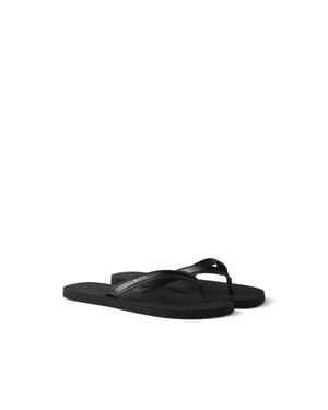 Prada Brushed Leather Flip-Flops, Size 5 - White