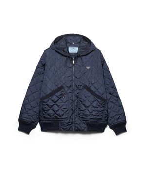 Prada Re-Nylon Blouson Jacket With Hood - Blue