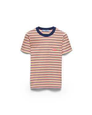 Prada Striped Lisle Cotton T-Shirt - Pink