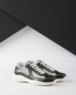 Prada Sneakers America's Cup En Cuir Verni Et Tissu Technique, Homme, Taille - Noir