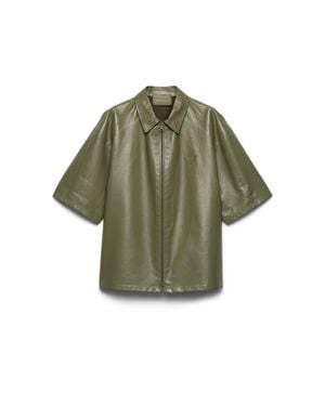 Prada Nappa Leather Zipper Shirt - Green