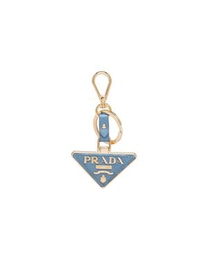 Prada Porte-Clé En Cuir Saffiano Et Métal, Femme - Blanc