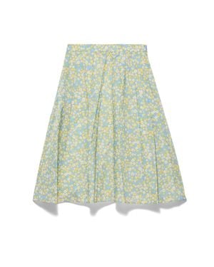 Prada Full Floral Print Re-Nylon Skirt Cream - Green