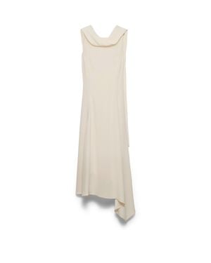 Prada Asymmetrical Satin Crepe Dress - White