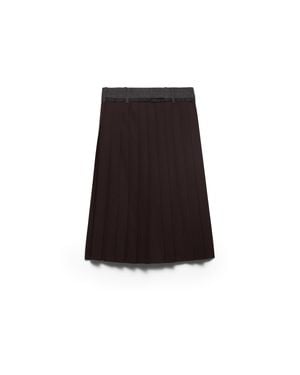 Prada Pleated Rush Stitch Midi Skirt - Black