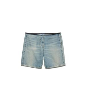 Prada Bermudas Aus Gewaschenem Denim, Damen, Größe - Blau