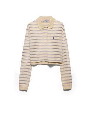 Prada Striped Piqué Polo Shirt - White