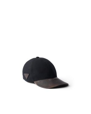 Prada Technical Cotton And Leather Baseball Cap - White