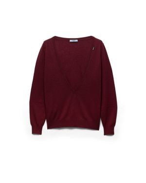 Prada Cashmere V-Neck Jumper, Amaranth - Red