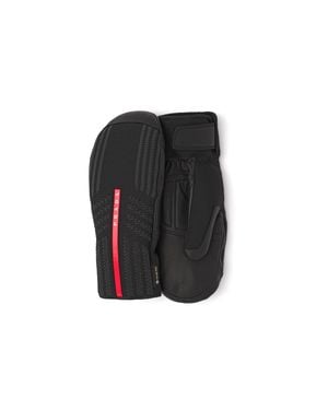 Prada Gore-Tex, Leather And Knit Ski Mittens - Black