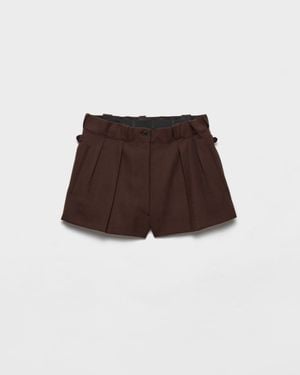 Prada Chevron Wool Shorts - Brown