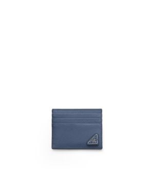Prada Saffiano Leather Card Holder - Blue