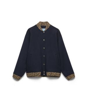 Prada Wool-Cashmere Bomber Jacket - Blue