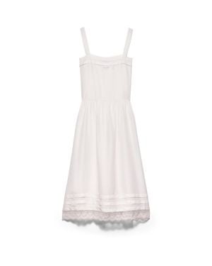Prada Cupro-Silk Embroidered Midi Dress - White