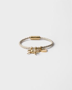 Prada Braided Nappa Leather Bracelet - White