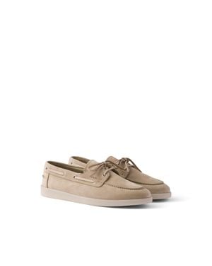 Prada Suede Boat Shoes With Laces Size 5 - White