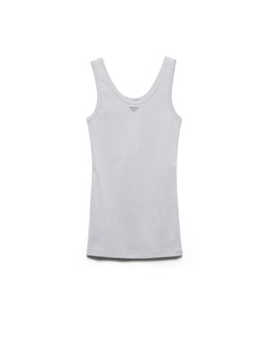 Prada Ribbed Knit Tank Top - White