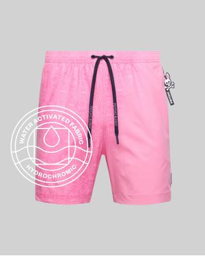 Psycho Bunny Samos Hydrochromic Printed Swim Trunk 6" - Pink