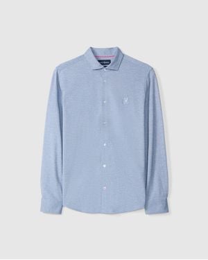 Psycho Bunny Dalton Melange Knit Long Sleeve Shirt - Blue