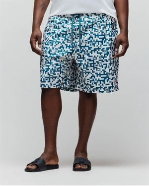 Psycho Bunny Big And Tall Josh All Over Bunny Swim Trunk 6" - Blue