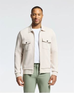 Psycho Bunny The Oaks Knit Bomber Shacket - Natural