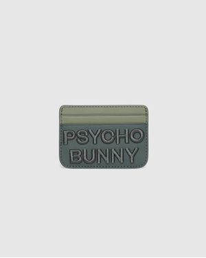 Psycho Bunny Wordmark Leather Card Case - Green