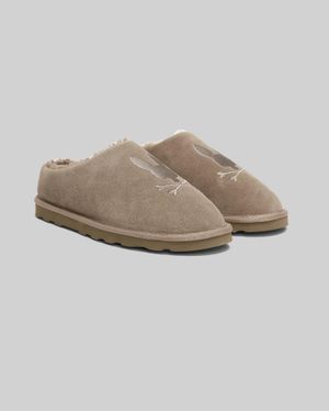 Psycho Bunny Suede Sherpa Bunny Slipper - Gray