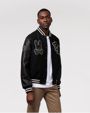 Psycho Bunny Robbins Varsity Bomber Jacket - Black