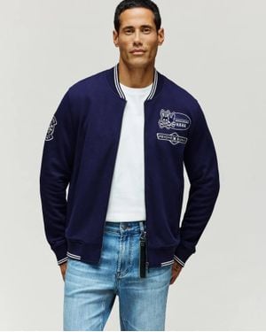 Psycho Bunny Desmond Pique Knit Bomber - Blue