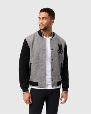 Psycho Bunny Tom Wool Bomber Jacket - Gray