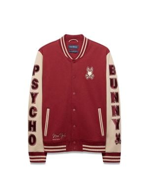 Psycho Bunny Reilly Varsity Bomber Jacket - Red