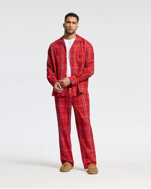 Psycho Bunny Val Flannel Pajama Set - Red