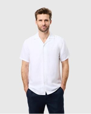 Psycho Bunny Windcrest Linen Short Sleeve Shirt - White