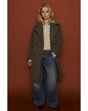 Pull&Bear Double-Breasted Jas Van Synthetische Wol - Blauw