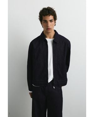 Pull&Bear Veste Denim Fermeture Éclair - Bleu
