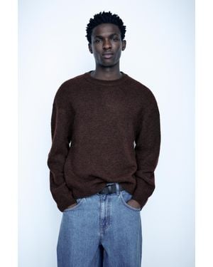 Pull&Bear Maglia Basic Collo Rotondo - Marrone