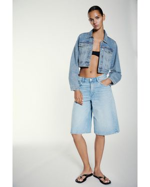 Pull&Bear Giacca Di Jeans Cropped Con Strass - Blu