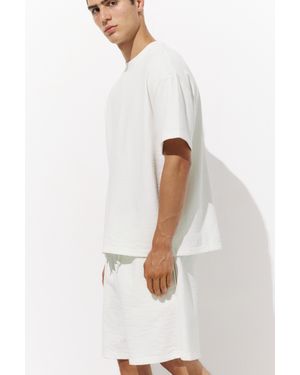 Pull&Bear Felpa A Maniche Corte Con Logo - Bianco