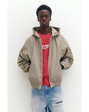 Pull&Bear Coupe-Vent Léger À Carreaux Et Capuche - Multicolore
