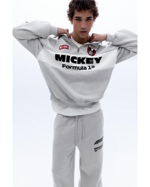 Pull&Bear Disney X F1 Sweater Met Ritskraag - Grijs