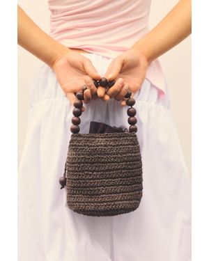 Pull&Bear Borsa Bucket Con Perline - Marrone