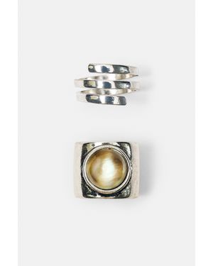 Pull&Bear 2-Pack Ringen Met Steen - Wit