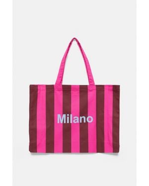 Pull&Bear Tote Bag A Righe Città - Rosa