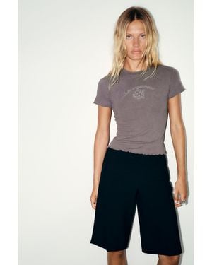 Pull&Bear T-Shirt Imprimé Strass Ange - Bleu