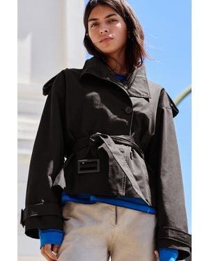 Pull&Bear Korte Gabardine Met Ceintuur - Zwart