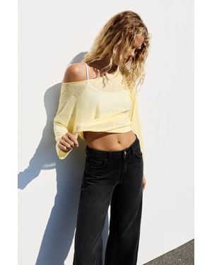 Pull&Bear Fijngebreide Asymmetrische Trui - Blauw
