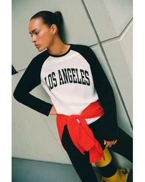 Pull&Bear T-Shirt Manches Raglan Los Angeles - Gris