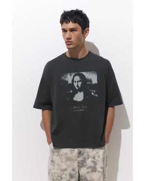 Pull&Bear T-Shirt Mona Lisa - Noir