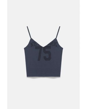 Pull&Bear Top À Bretelles Graphique New York - Bleu